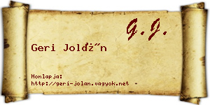 Geri Jolán névjegykártya